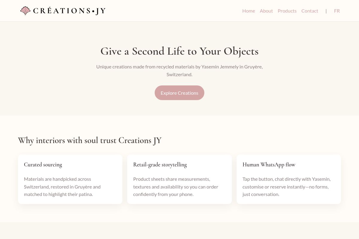 Creations JY Webseitenprojekt